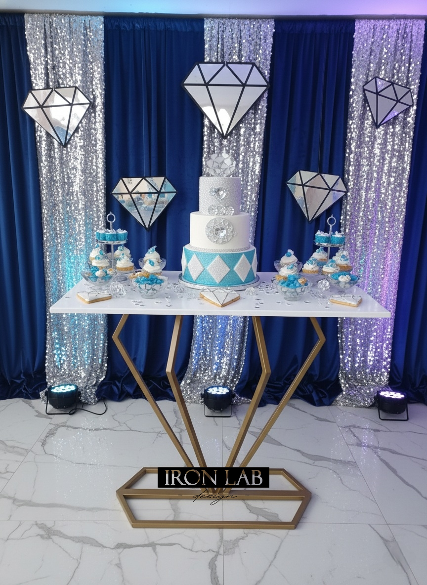 tavolo diamante oro per allestimenti feste matrimoniwedding planner