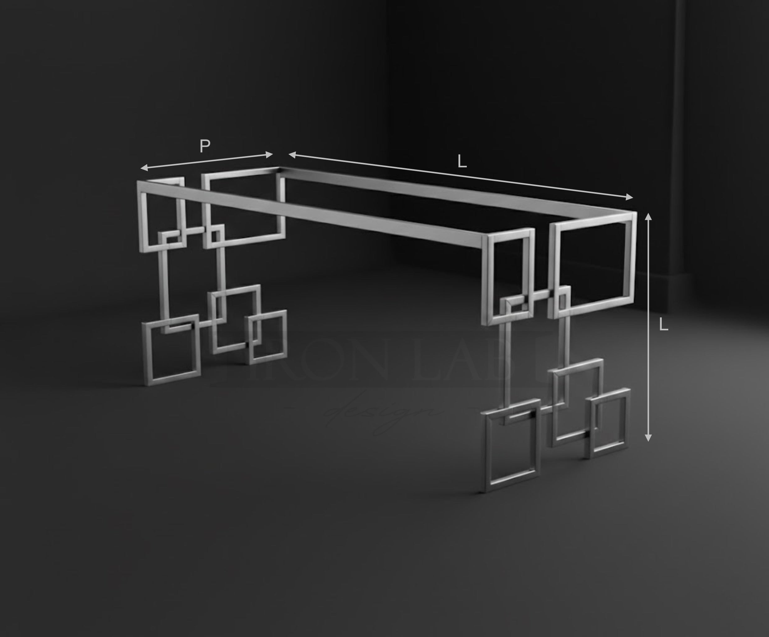 Base Tavolo Design Ferro Artigianale Argento