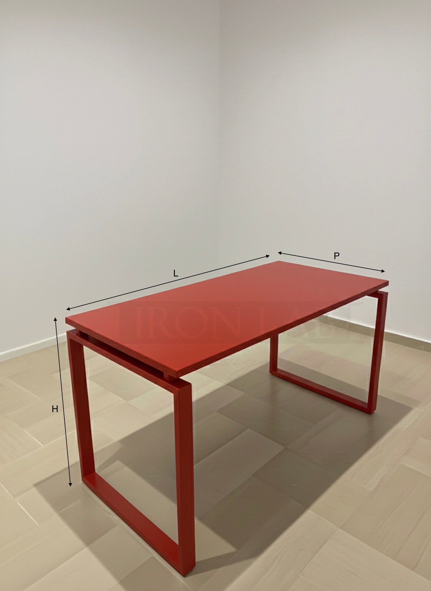 Scrivania in Ferro Smontabile Artigianale Rossa