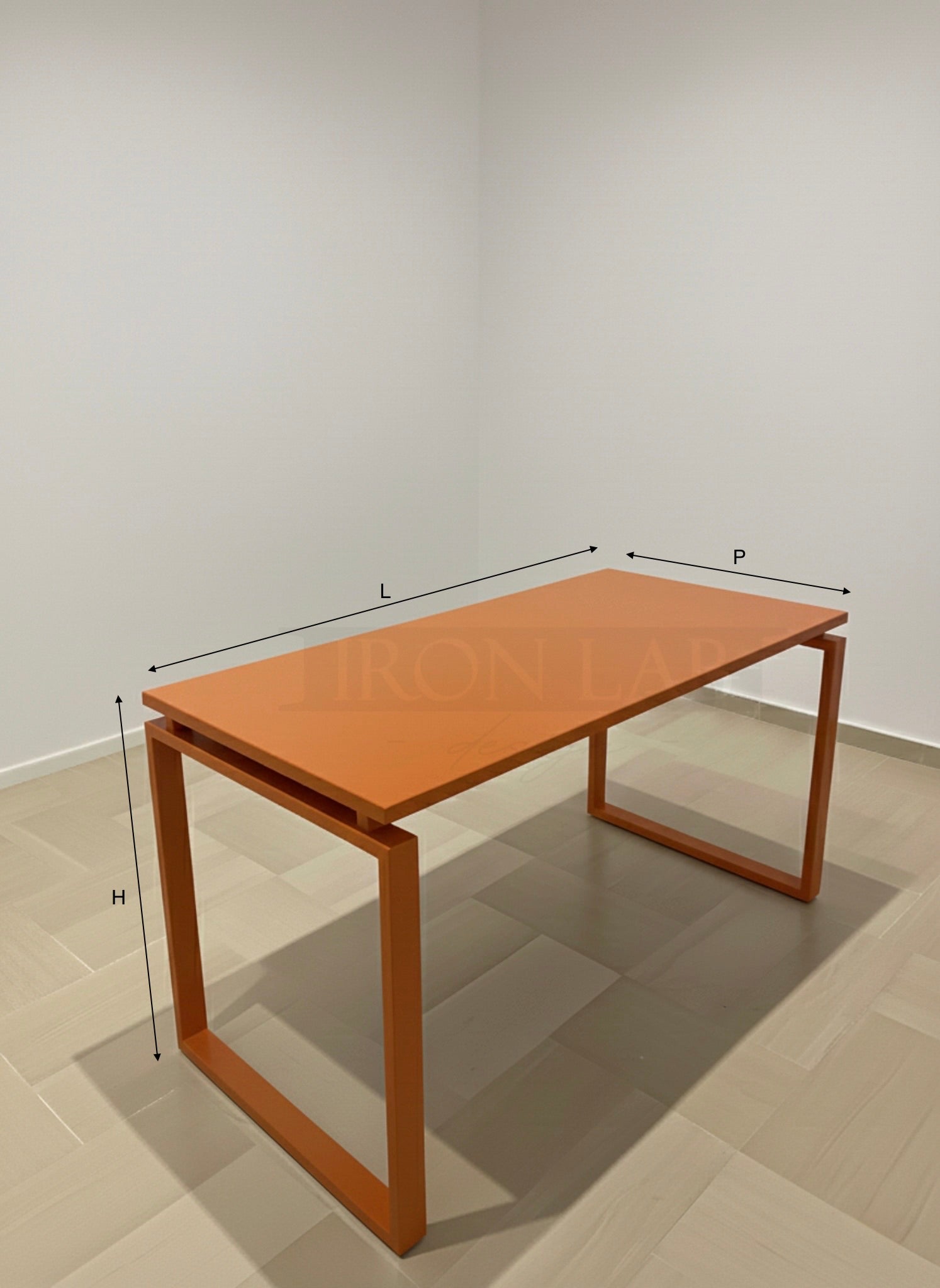 Scrivania in Ferro Smontabile Artigianale Arancione