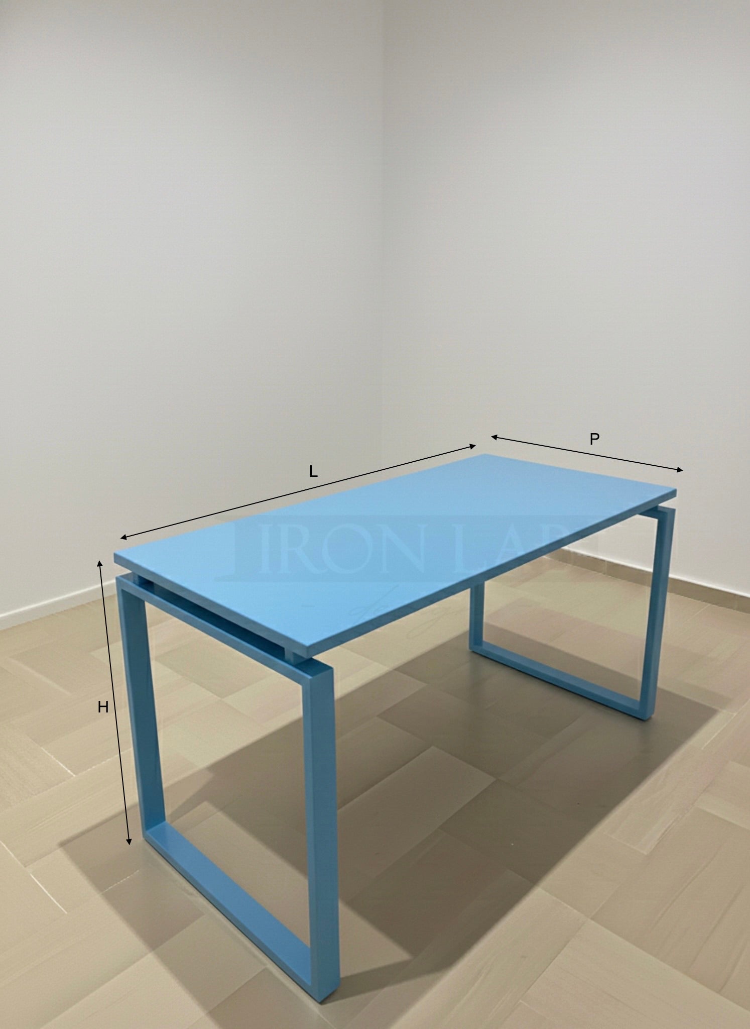 Scrivania in Ferro Smontabile Artigianale Celeste