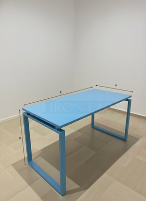 Scrivania in Ferro Smontabile Artigianale Celeste