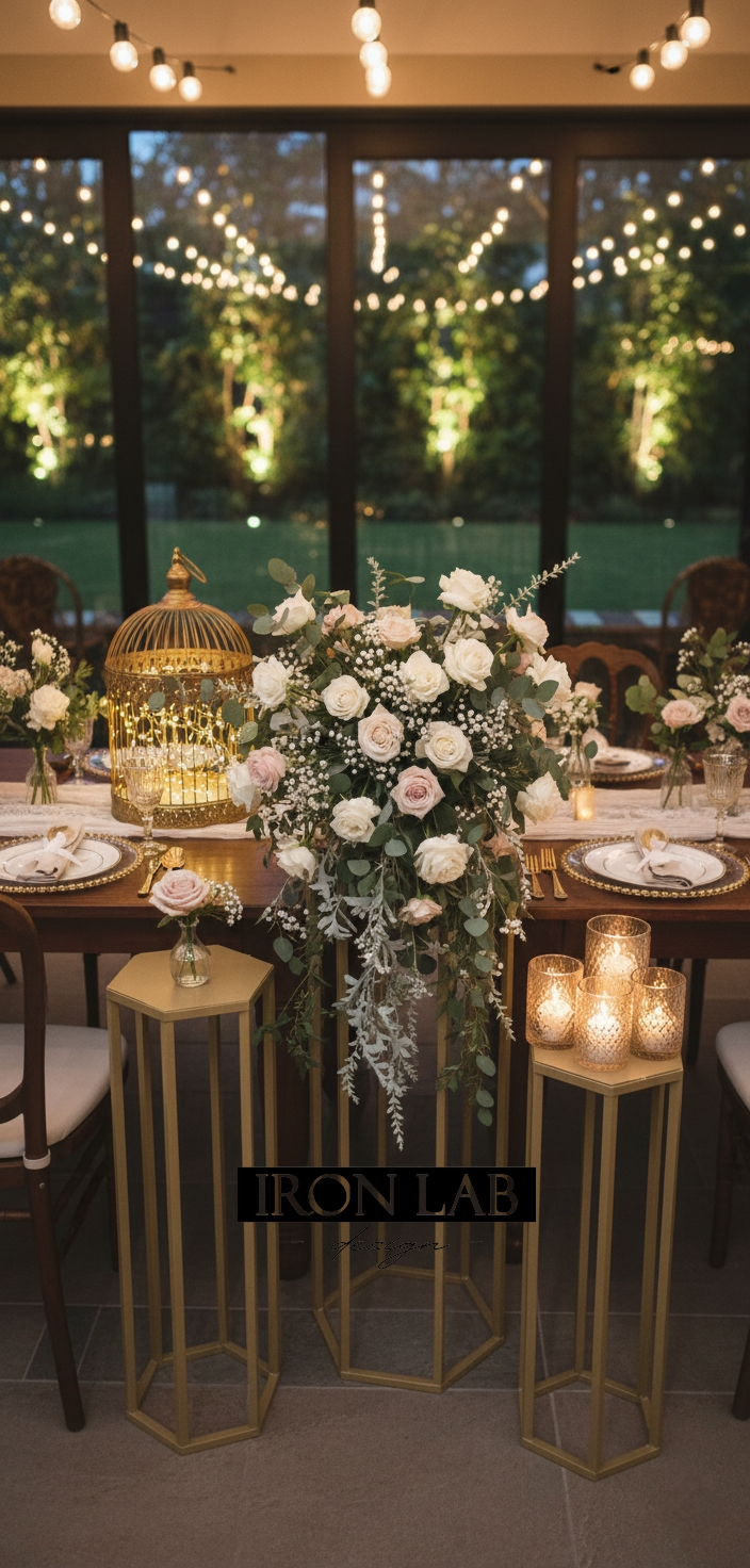 tris_alzate_esagonale_per_confettata_oro__sfondi_struttura_per_passaggio__oro__in_ferro_per_feste_eveti__wedding_planner_allestimenti