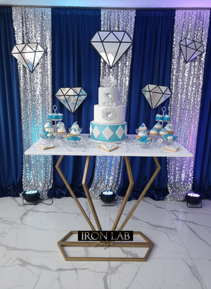 tavolo diamante oro per allestimenti feste matrimoniwedding planner 