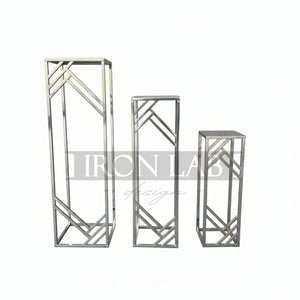 tris geometriche argento per eventi wedding planner feste allestimento 